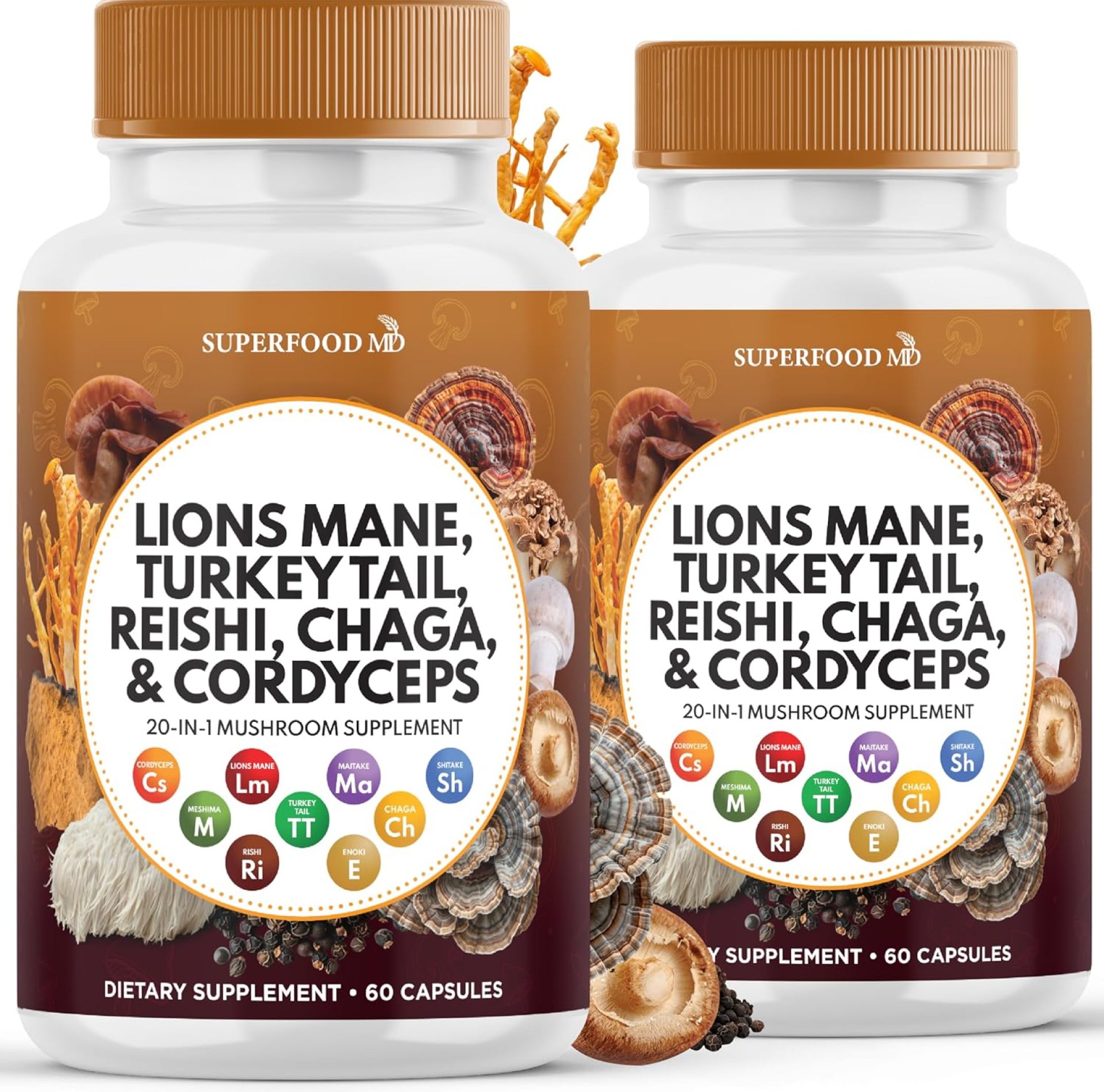 Lions Mane Mushroom Supplement with Turkey Tail Reishi Cordyceps Chaga with Marshmallow Root – 120 Count Lions Mane Mushroom Supplement with Turkey Tail Reishi Cordyceps Chaga with Marshmallow Root – 120 Count