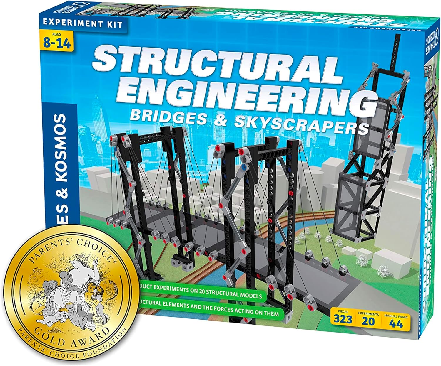 Thames & Kosmos Structural Engineering: Bridges & Skyscrapers | Science & Engineering Kit | Build 20 Models | Learn about Force, Load, Compression, Tension | Parents’ Choice Gold Award Winner, Blue Thames & Kosmos Structural Engineering: Bridges & Skyscrapers | Science & Engineering Kit | Build 20 Models | Learn about Force, Load, Compression, Tension | Parents’ Choice Gold Award Winner, Blue