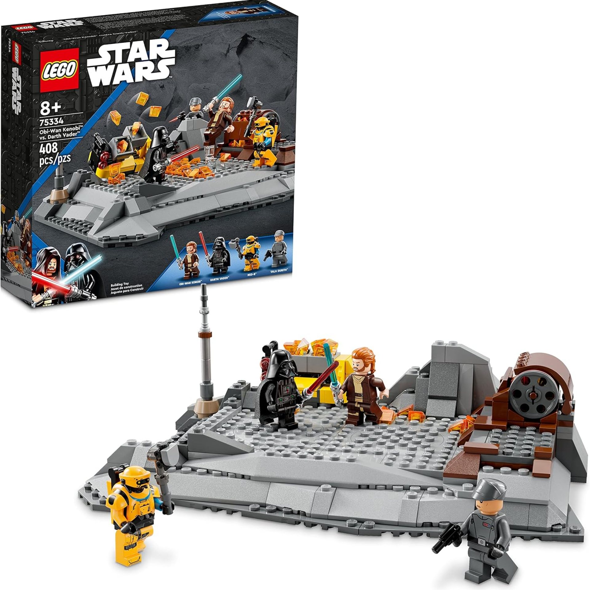 LEGO Star Wars OBI-Wan Kenobi vs. Darth Vader 75334 Building Toy Set – Features 4 Minifigures with Lightsabers for Buildable Battles, Great Collectible Gift for Kids, Boys, and Girls Ages 8+ LEGO Star Wars OBI-Wan Kenobi vs. Darth Vader 75334 Building Toy Set – Features 4 Minifigures with Lightsabers for Buildable Battles, Great Collectible Gift for Kids, Boys, and Girls Ages 8+