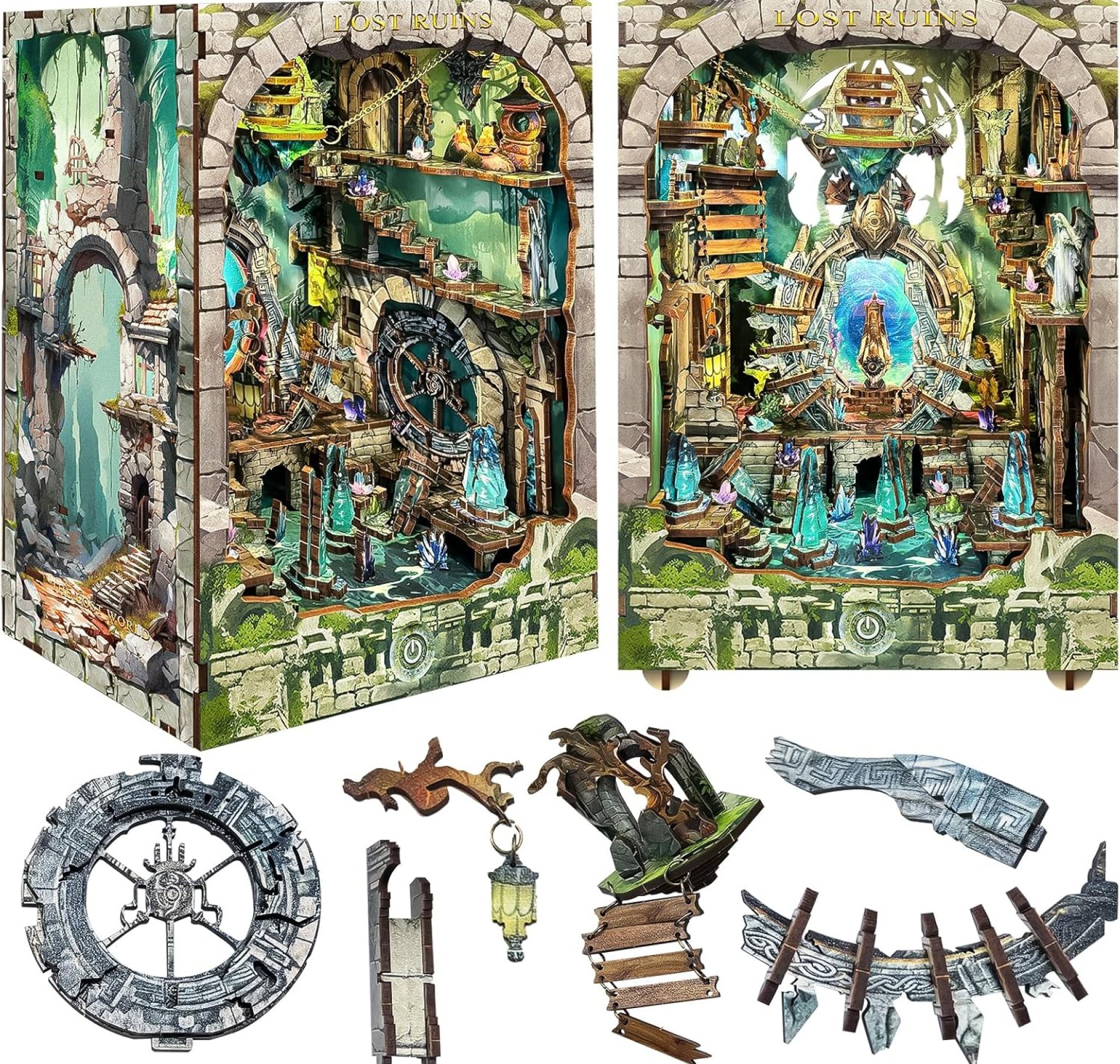 Spilay DIY Book Nook Kit,DIY Dollhouse Booknook Bookshelf Insert Decor Alley,Bookends Model Build kit,Handmade Crafts Gifts for Birthday Valentine’s Day (Lost Ruins with Dust Cover) Spilay DIY Book Nook Kit,DIY Dollhouse Booknook Bookshelf Insert Decor Alley,Bookends Model Build kit,Handmade Crafts Gifts for Birthday Valentine’s Day (Lost Ruins with Dust Cover)