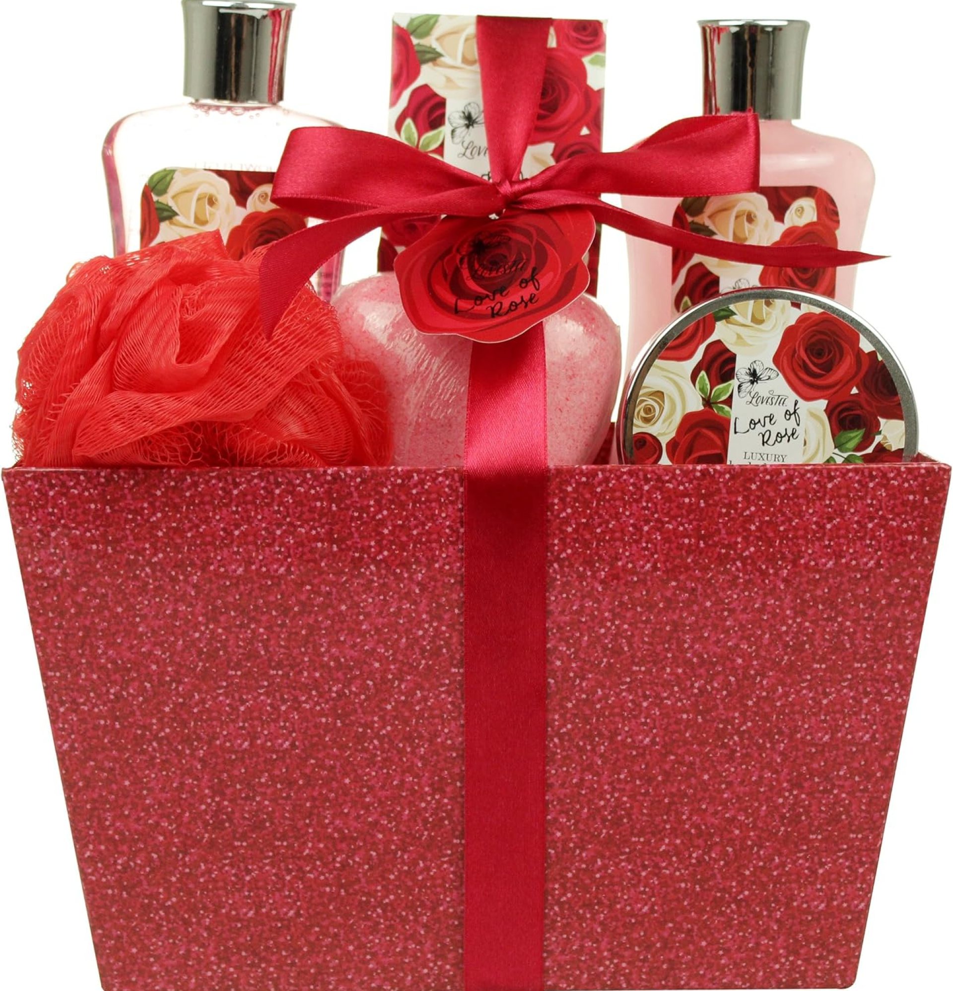 Mothers Day Gifts, Spa Baskets for Women Bath and Body Basket for Women, Includes Love of Rose Shower Gel, Bubble Bath, Body Lotion, Bath Salt, Red Bath Puff and Heart Bath Bomb Mothers Day Gifts, Spa Baskets for Women Bath and Body Basket for Women, Includes Love of Rose Shower Gel, Bubble Bath, Body Lotion, Bath Salt, Red Bath Puff and Heart Bath Bomb