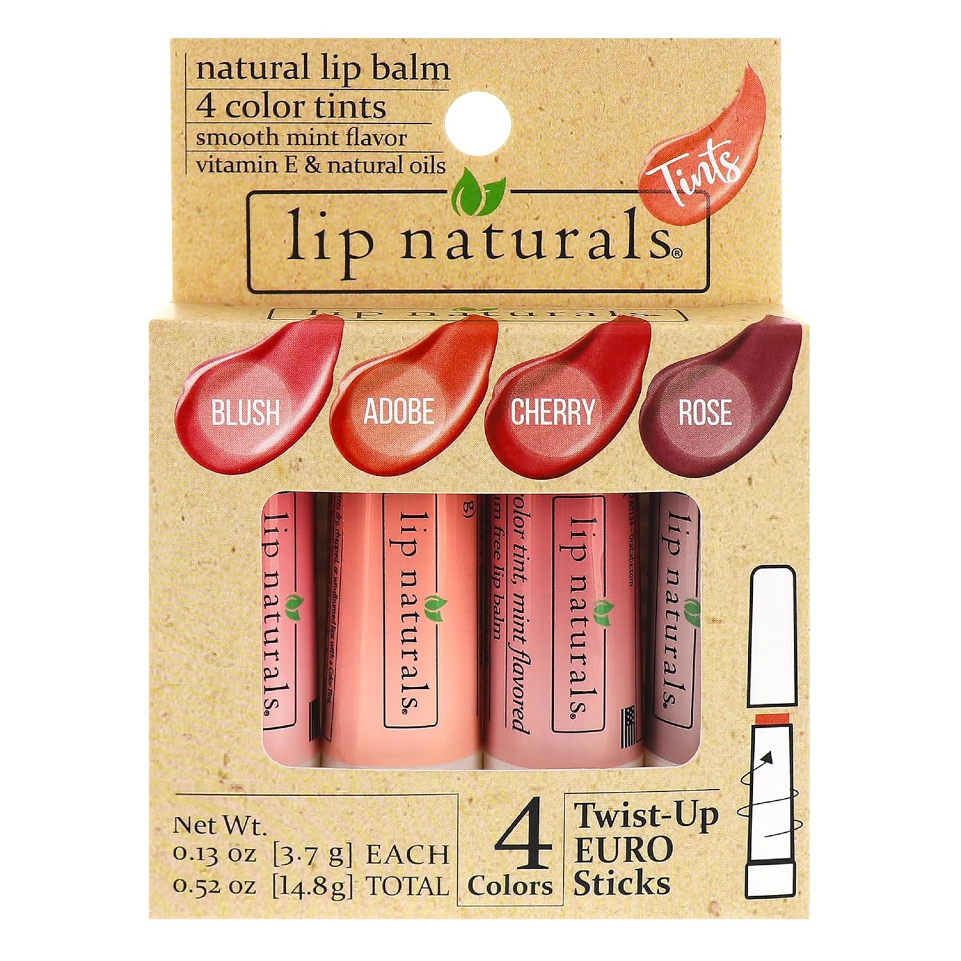 Lip Naturals Tinted Lip Balm for Moisturizing Chapped Lips, 4 Pack Gift Set Lip Naturals Tinted Lip Balm for Moisturizing Chapped Lips, 4 Pack Gift Set