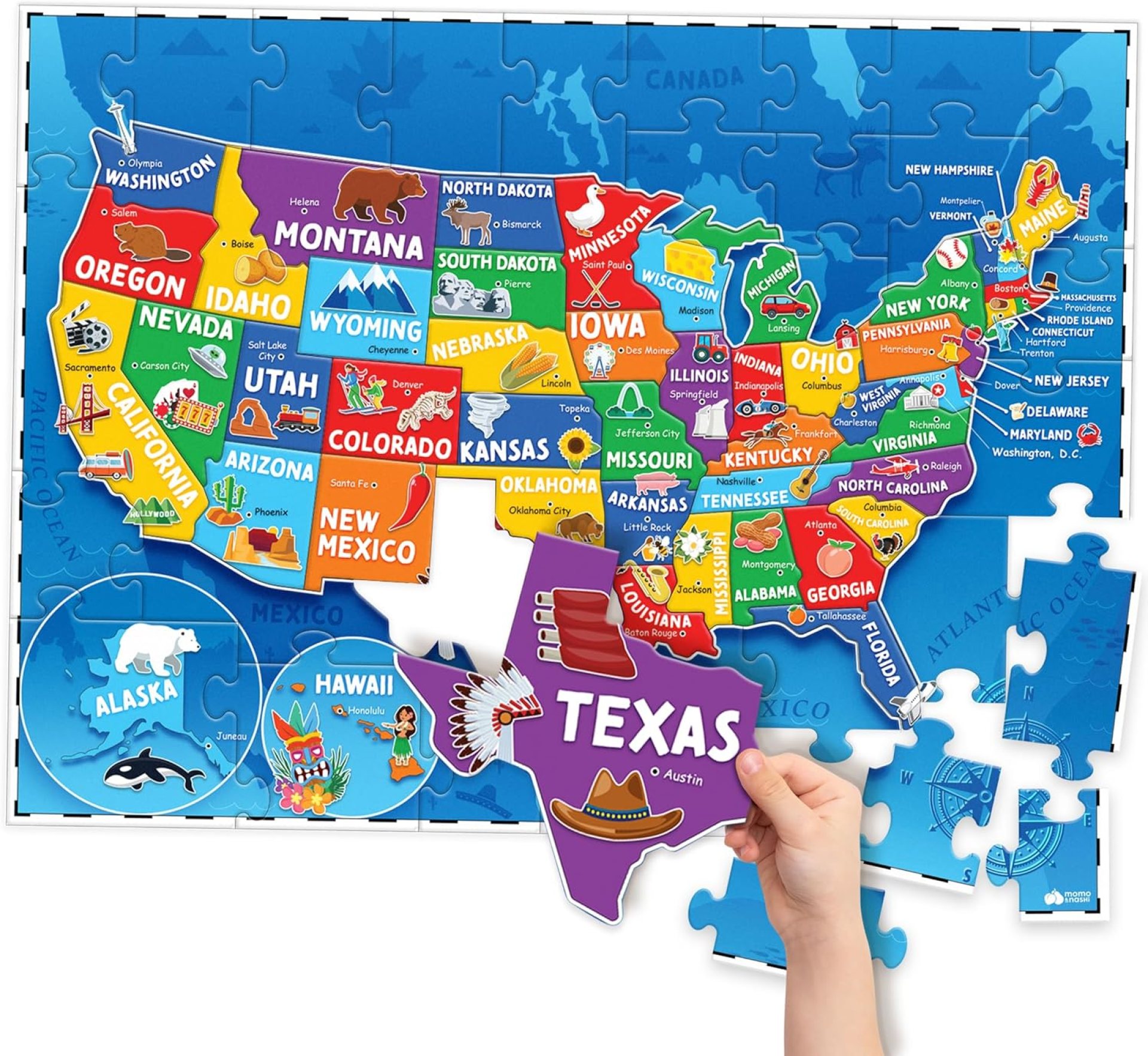 United States Puzzles for Kids Ages 4-6 – Educational Toys for 4+ Year Old Boys & Girls – 70pcs USA Map Kids Puzzle with 50 States & Capitals – Floor Jigsaw Puzzles Back to School Gifts for Children United States Puzzles for Kids Ages 4-6 – Educational Toys for 4+ Year Old Boys & Girls – 70pcs USA Map Kids Puzzle with 50 States & Capitals – Floor Jigsaw Puzzles Back to School Gifts for Children