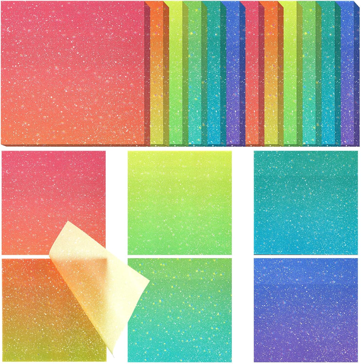 Gueevin Transparent Sticky Notes 12 Pack Gradient 6 Color Frosted Glitter Colored 2.8” Translucent Adhesive Clear See Through Memo Pads for Women Aesthetic Bible Journaling Office School Supplies Gueevin Transparent Sticky Notes 12 Pack Gradient 6 Color Frosted Glitter Colored 2.8” Translucent Adhesive Clear See Through Memo Pads for Women Aesthetic Bible Journaling Office School Supplies
