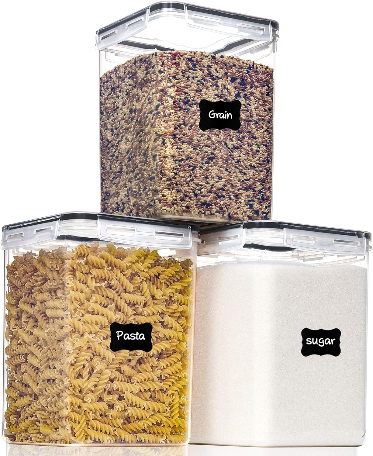 Large Food Storage Containers with Lids Airtight 5.2L /176Oz, for Flour, Sugar, Baking Supply, 3PCS BPA Free Plastic Canisters for Kitchen Pantry Organization Large Food Storage Containers with Lids Airtight 5.2L /176Oz, for Flour, Sugar, Baking Supply, 3PCS BPA Free Plastic Canisters for Kitchen Pantry Organization