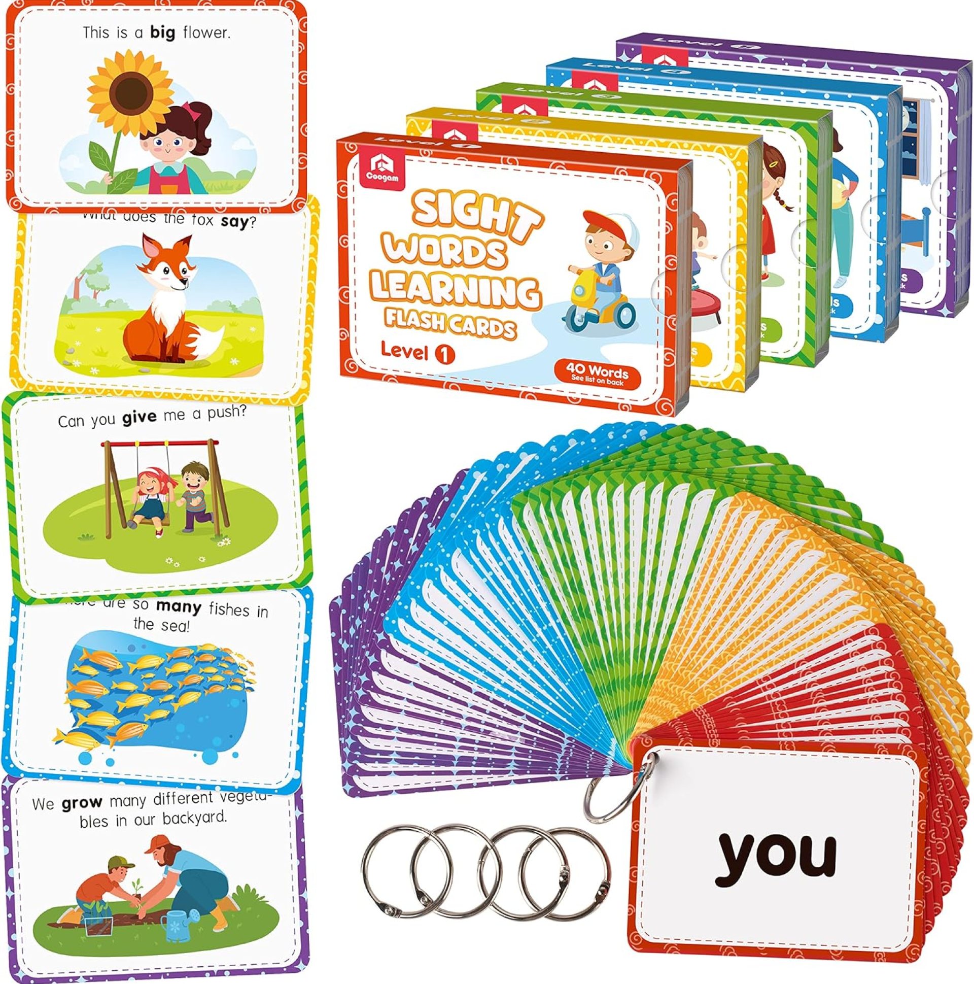 Coogam Sight Words Educational Flashcards – 220 Dolch Sightwords Game with Pictures & Sentences,Literacy Learning Reading Cards Toy for Kindergarten,Home School Kids 3 4 5 Years Old Coogam Sight Words Educational Flashcards – 220 Dolch Sightwords Game with Pictures & Sentences,Literacy Learning Reading Cards Toy for Kindergarten,Home School Kids 3 4 5 Years Old