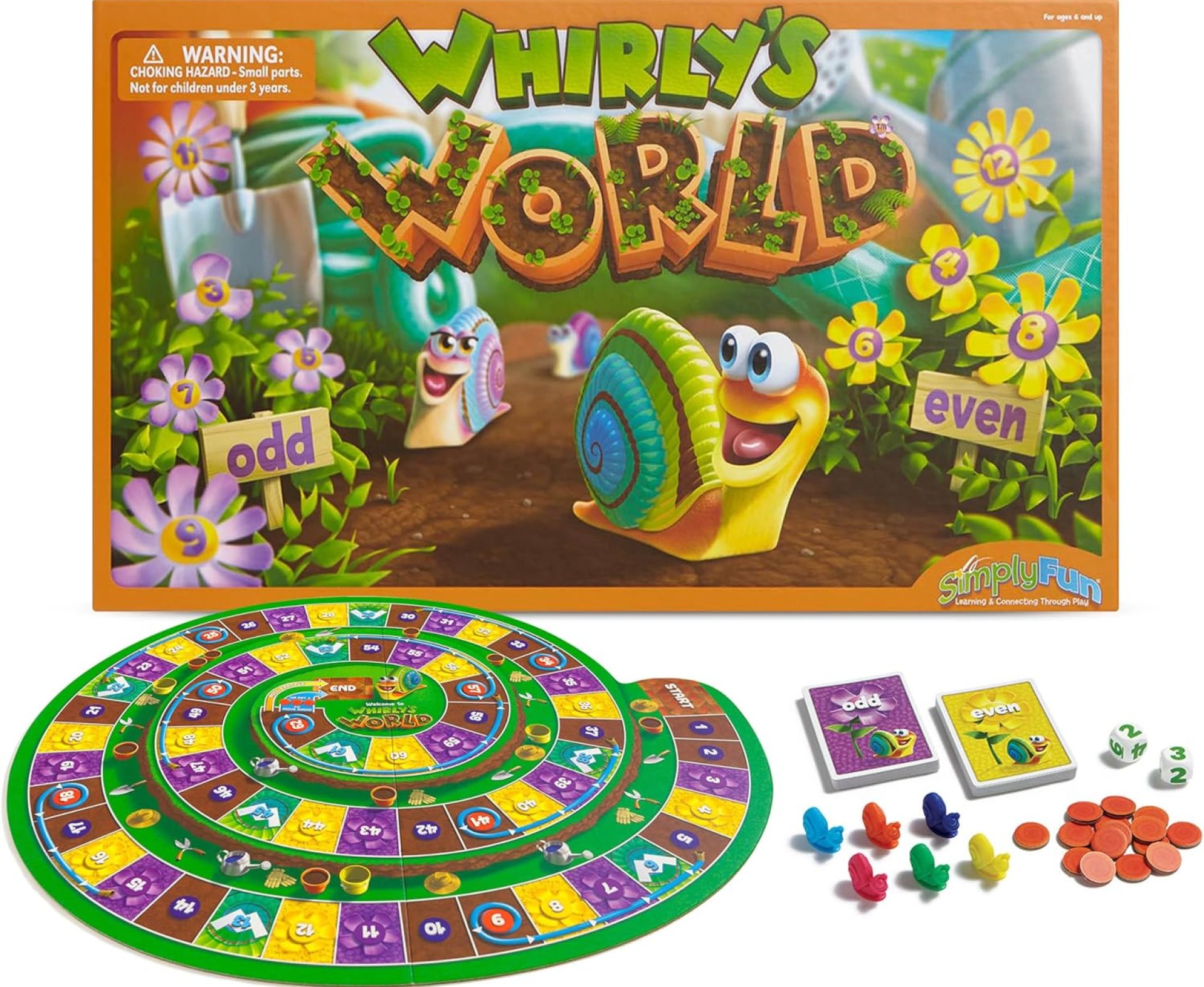 SimplyFun Whirly’s World – Educational Board Game for Kids – Math Game to Teach Concept of Even & Odds – 2-6 Players, Ages 6 & Up SimplyFun Whirly’s World – Educational Board Game for Kids – Math Game to Teach Concept of Even & Odds – 2-6 Players, Ages 6 & Up