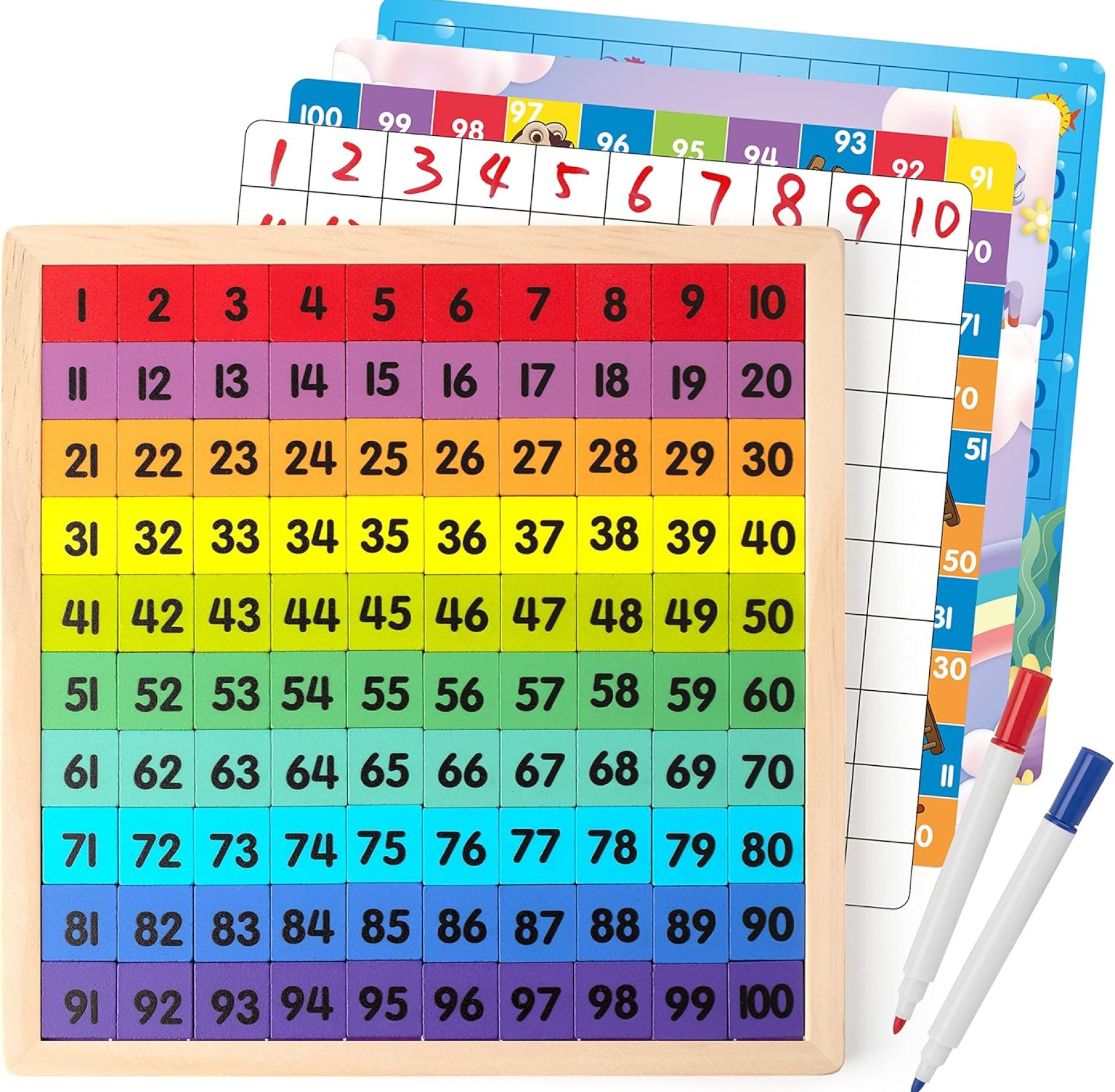 Coogam Wooden Math Hundred Board 1-100 Numbers Learning Educational Toys Colorful Montessori Counting Board Game for Preschool 3 4 5 Year Old Boys Girls Coogam Wooden Math Hundred Board 1-100 Numbers Learning Educational Toys Colorful Montessori Counting Board Game for Preschool 3 4 5 Year Old Boys Girls