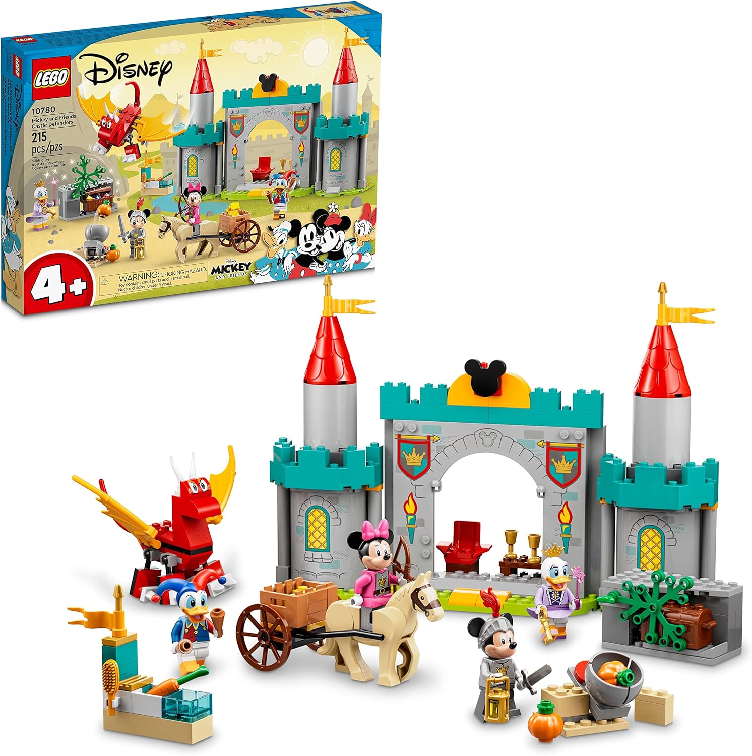LEGO Disney Mickey and Friends Castle Defenders 10780 Buildable Toy with Minnie, Daisy and Donald Duck Plus Dragon & Horse Toys for Kids 4 Plus Years Old LEGO Disney Mickey and Friends Castle Defenders 10780 Buildable Toy with Minnie, Daisy and Donald Duck Plus Dragon & Horse Toys for Kids 4 Plus Years Old