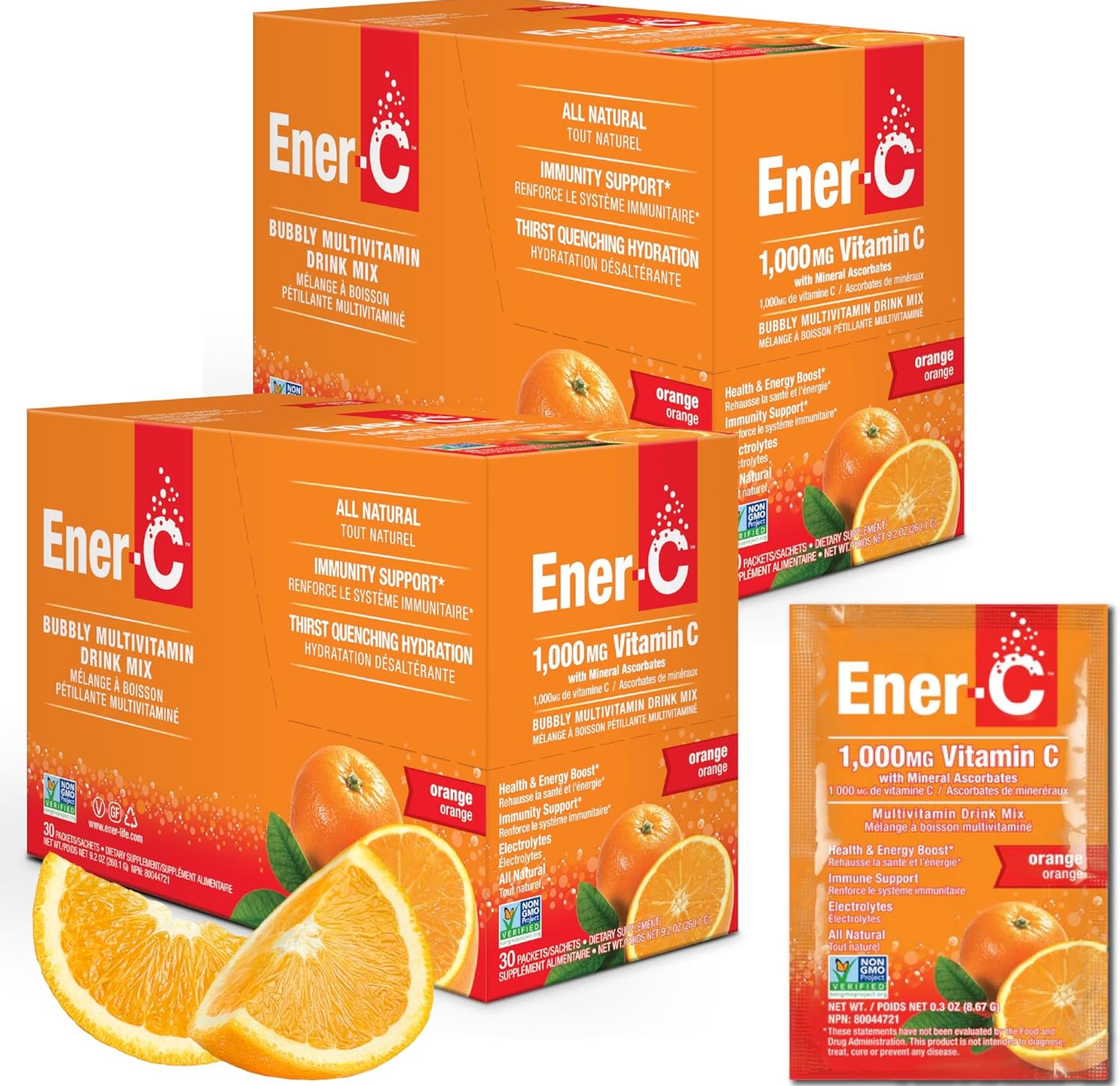 Ener-C – Vitamin C Immune Support, 1000mg Vitamin C Effervescent Multivitamin Drink Powder, Fruit Juice Vitamin C Drink Mix for Hydration with Electrolytes, Orange, 60 Packets (2-Pack) Ener-C – Vitamin C Immune Support, 1000mg Vitamin C Effervescent Multivitamin Drink Powder, Fruit Juice Vitamin C Drink Mix for Hydration with Electrolytes, Orange, 60 Packets (2-Pack)