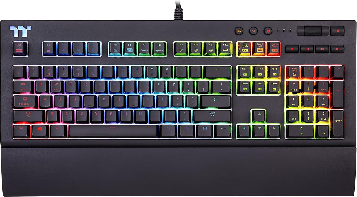Thermaltake Tt Premium X1 RGB Smartphone Enabled Voice-Controlled AI 16.8 Million Color with 12 Lighting Effects Cherry MX Blue Switches Mechanical Gaming Keyboard KB‐TPX‐BLBRUS‐01 Thermaltake Tt Premium X1 RGB Smartphone Enabled Voice-Controlled AI 16.8 Million Color with 12 Lighting Effects Cherry MX Blue Switches Mechanical Gaming Keyboard KB‐TPX‐BLBRUS‐01