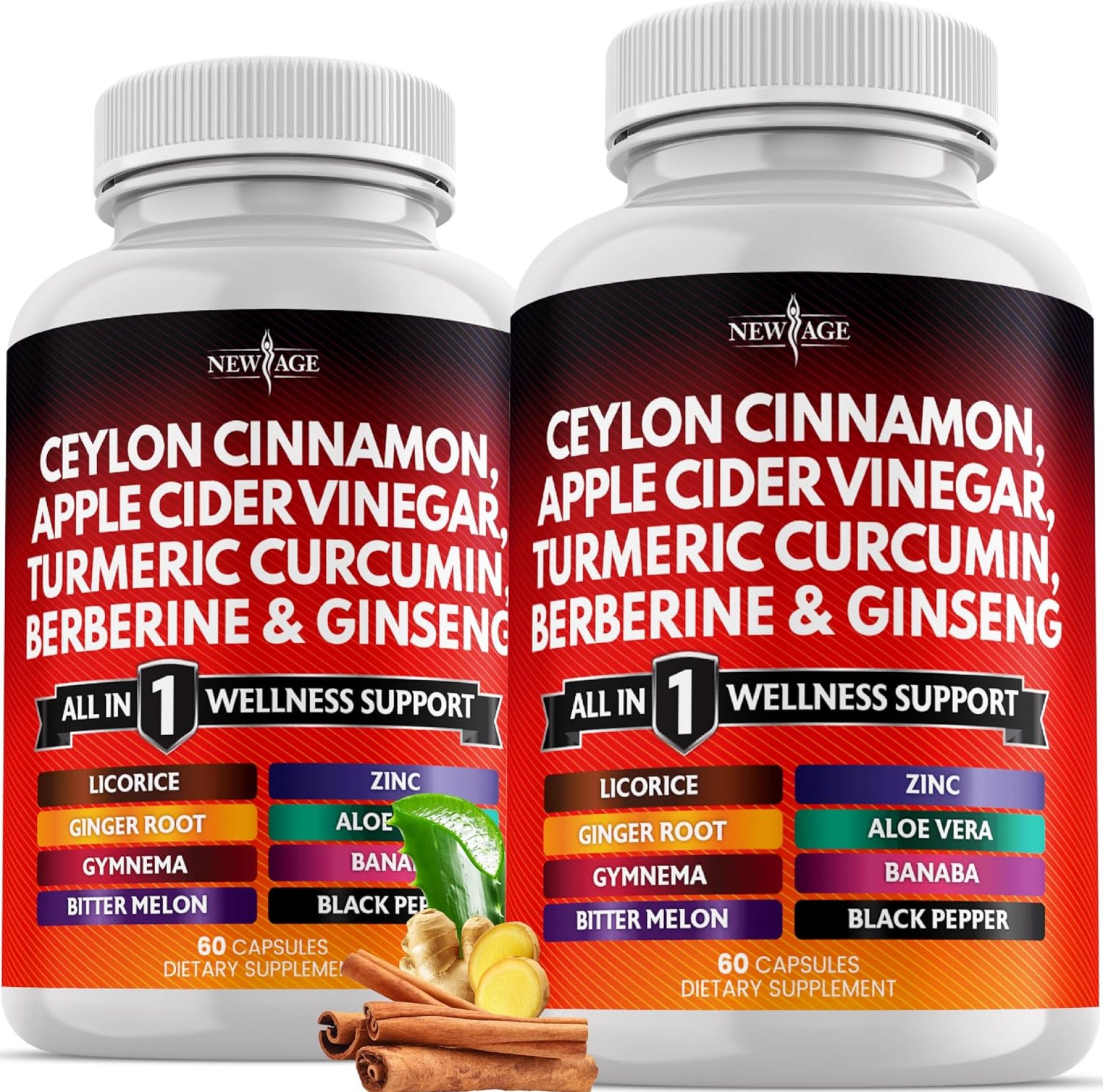 Ceylon Cinnamon, Turmeric, Apple Cider Vinegar, Ginseng, Aloe Vera, Berberine Plus Banaba, Ginger Root – 120 Count Ceylon Cinnamon, Turmeric, Apple Cider Vinegar, Ginseng, Aloe Vera, Berberine Plus Banaba, Ginger Root – 120 Count