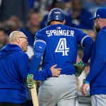World Series: Blue Jays slugger George Springer leaves Game 3 loss to Dodgers with apparent side injury after swing World Series: Blue Jays slugger George Springer leaves Game 3 loss to Dodgers with apparent side injury after swing