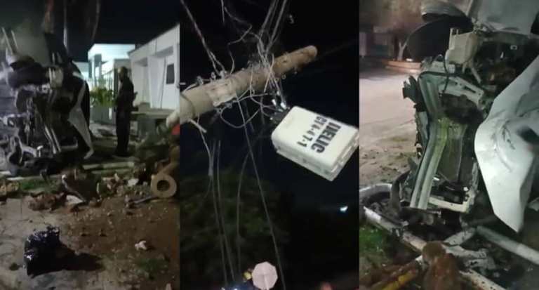 Aparatoso accidente en el bulevar de El Recreo: un vehículo chocó contra poste Aparatoso accidente en el bulevar de El Recreo: un vehículo chocó contra poste