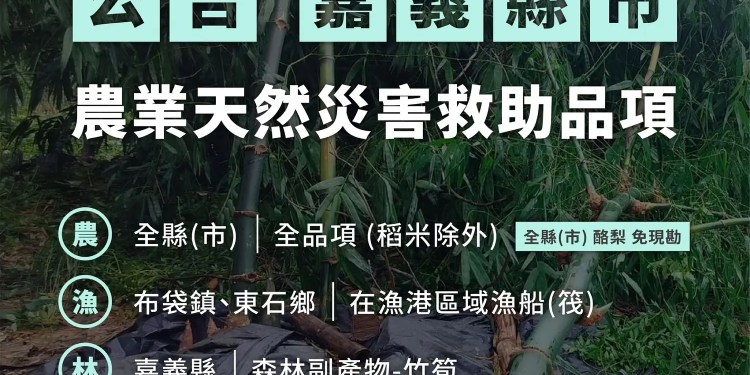 嘉縣農產業全品項(稻米除外)現金救助及低利貸款 今起受理申請 嘉縣農產業全品項(稻米除外)現金救助及低利貸款 今起受理申請