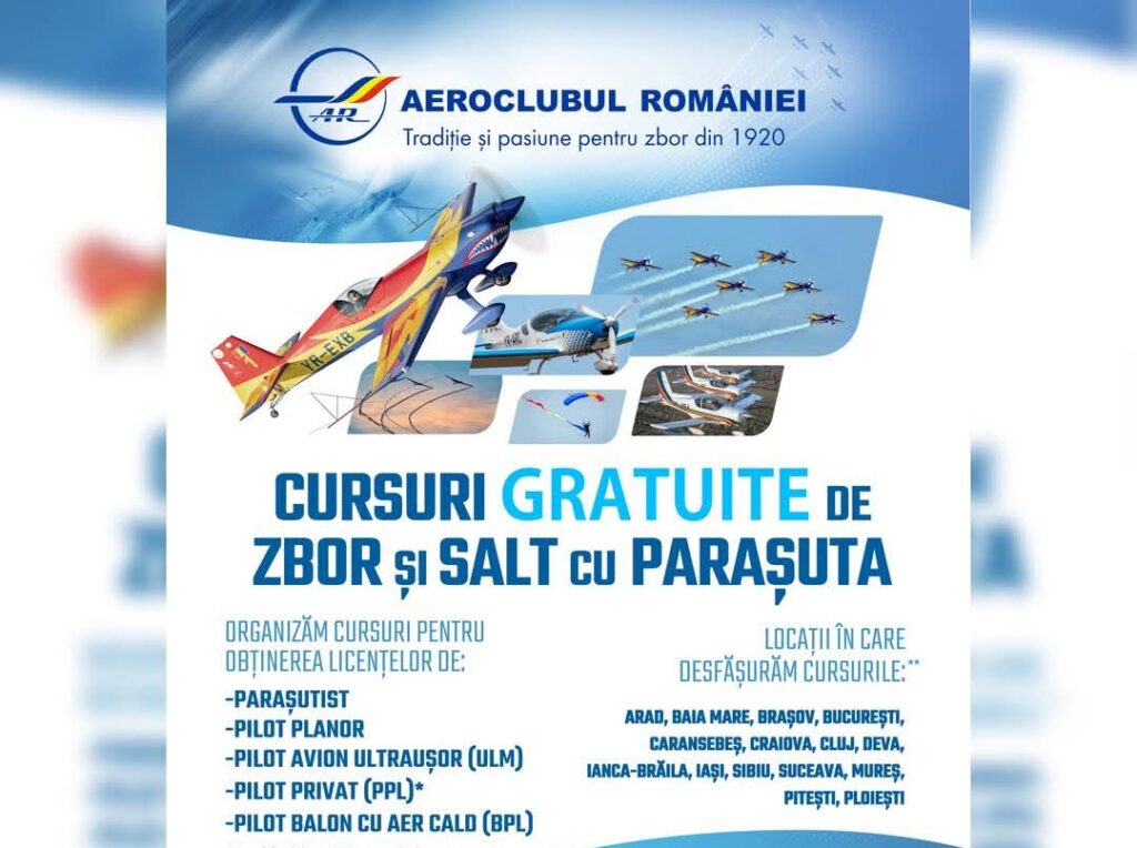 Cursuri gratuite de zbor 2026: Înscrie-te acum la Aeroclubul României! Cursuri gratuite de zbor 2026: Înscrie-te acum la Aeroclubul României!