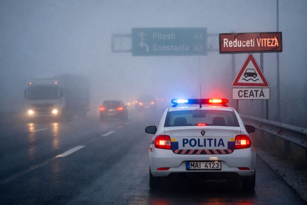 Ceață densă în România: vizibilitate sub 200 m pe multe autostrăzi! Ceață densă în România: vizibilitate sub 200 m pe multe autostrăzi!