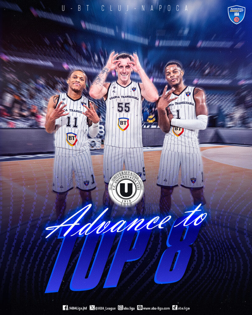 U-BT Cluj-Napoca strălucește și se califică în Top 8 Liga Adriatică! U-BT Cluj-Napoca strălucește și se califică în Top 8 Liga Adriatică!