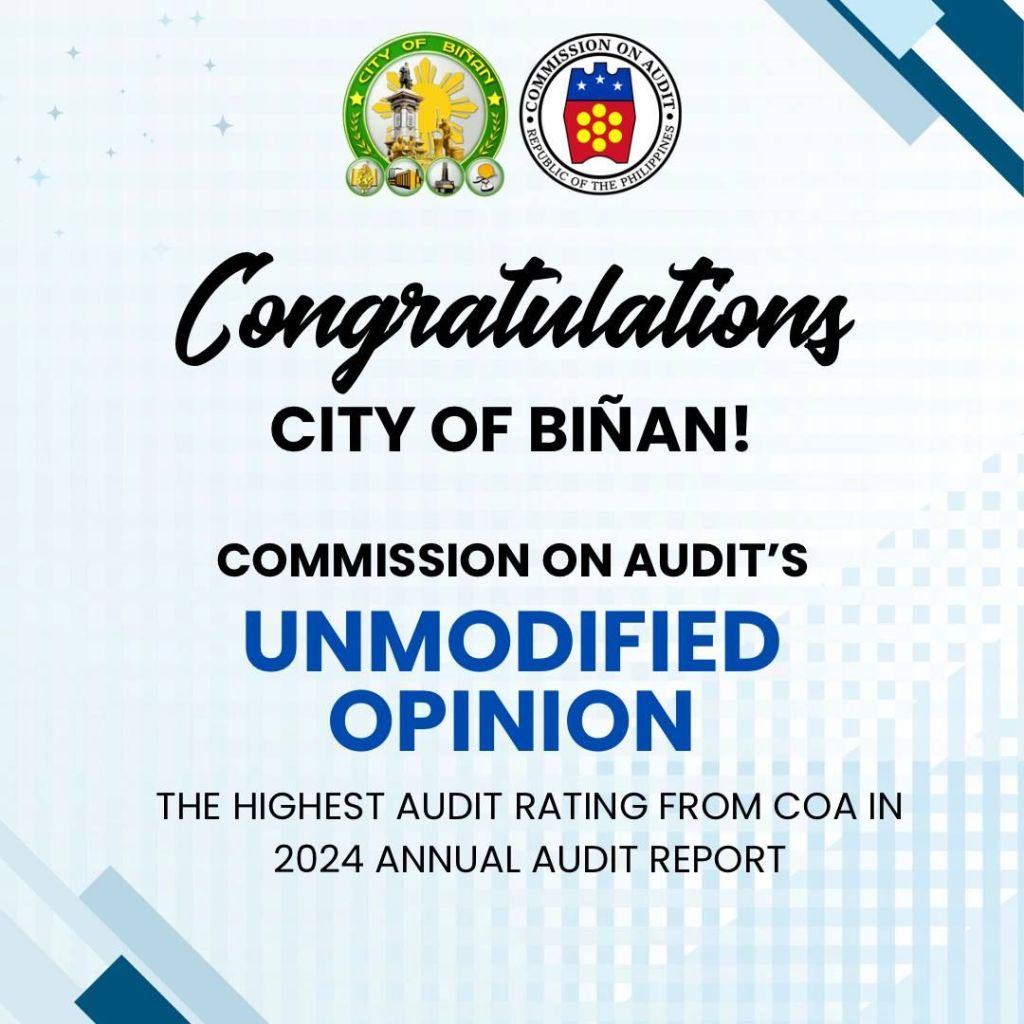 City Government of Biñan, Nakakuha ng Unmodified Opinion mula sa COA para sa Taong 2024 City Government of Biñan, Nakakuha ng Unmodified Opinion mula sa COA para sa Taong 2024