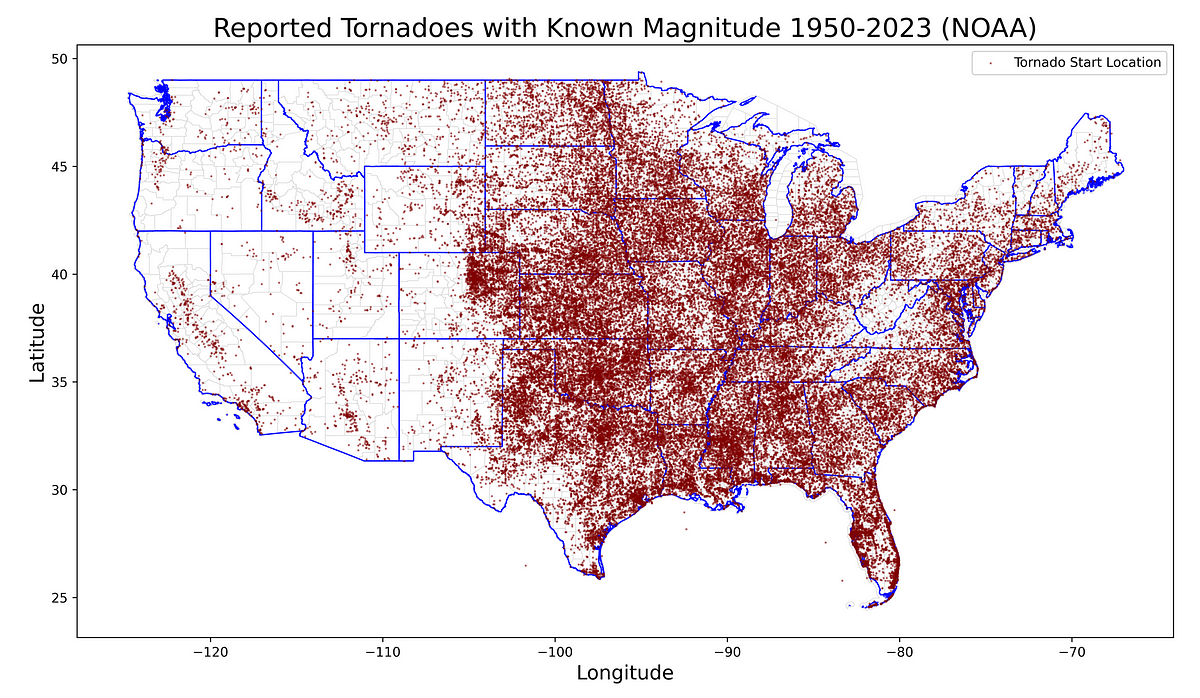 Analyze Tornado Data with Python and GeoPandas | by Lee Vaughan | Jan, 2025 Analyze Tornado Data with Python and GeoPandas | by Lee Vaughan | Jan, 2025
