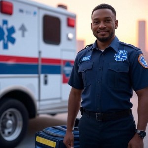 Emergency Medical Tech Salary growth represented by EMT standing strong with upward visuals Emergency Medical Tech Salary growth represented by EMT standing strong with upward visuals