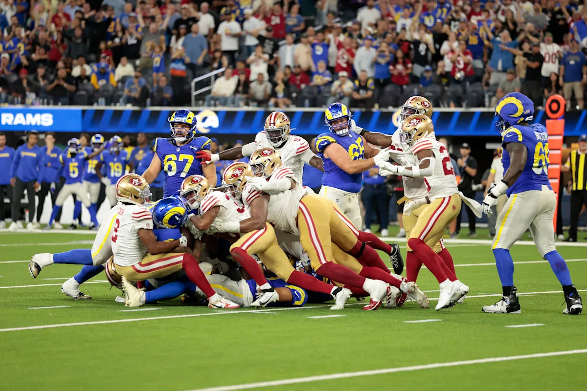 Thrilling Overtime Showdown: 49ers Stun Rams with Epic Fourth-and-1 Stop to Secure 26-23 Victory on Thursday Night Football Thrilling Overtime Showdown: 49ers Stun Rams with Epic Fourth-and-1 Stop to Secure 26-23 Victory on Thursday Night Football