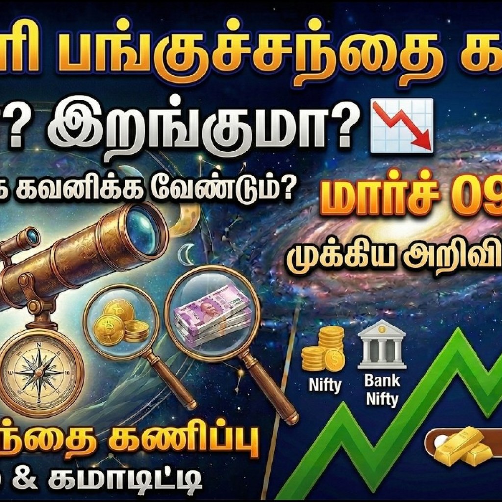 நாளை பங்குச்சந்தை பெரிய சரிவா? 📉 March 9 Market Prediction Astrology | Nifty, Bank Nifty, Gold நாளை பங்குச்சந்தை பெரிய சரிவா? 📉 March 9 Market Prediction Astrology | Nifty, Bank Nifty, Gold