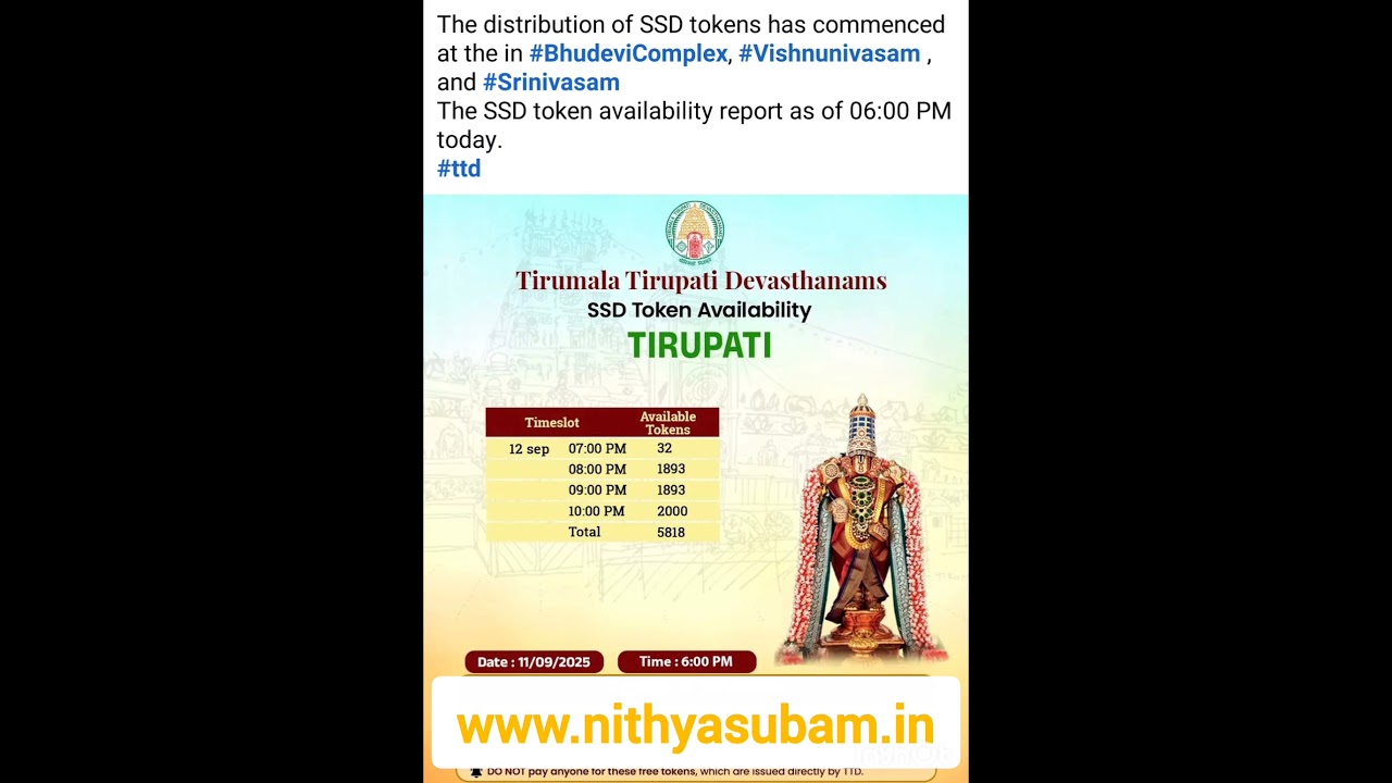 12-09-25 ssd booking token available for Tomorrow Darshan 12th Sep 2025 #tirumaladarshan #ttdtickets 12-09-25 ssd booking token available for Tomorrow Darshan 12th Sep 2025 #tirumaladarshan #ttdtickets