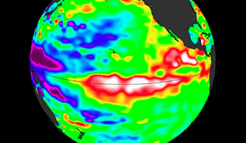 Harta globală a temperaturilor oceanice arătând creșterea accentuată a apelor din Pacificul ecuatorial, indicând fenomenul El Niño și impactul schimbărilor climatice asupra fenomenelor meteorologice extreme. | sursa foto: News.ro Harta globală a temperaturilor oceanice arătând creșterea accentuată a apelor din Pacificul ecuatorial, indicând fenomenul El Niño și impactul schimbărilor climatice asupra fenomenelor meteorologice extreme. | sursa foto: News.ro