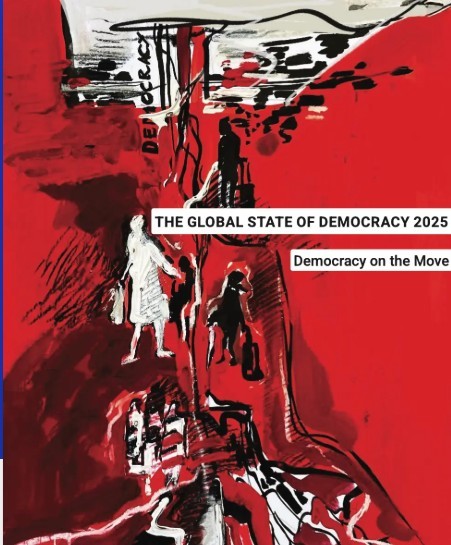 Grafic cu scăderi ale indicatorilor democrației în SUA între 2020 și 2025, evidențiind declin democrație SUA, securitate globală și polarizare politică. | sursa foto: News.ro Grafic cu scăderi ale indicatorilor democrației în SUA între 2020 și 2025, evidențiind declin democrație SUA, securitate globală și polarizare politică. | sursa foto: News.ro