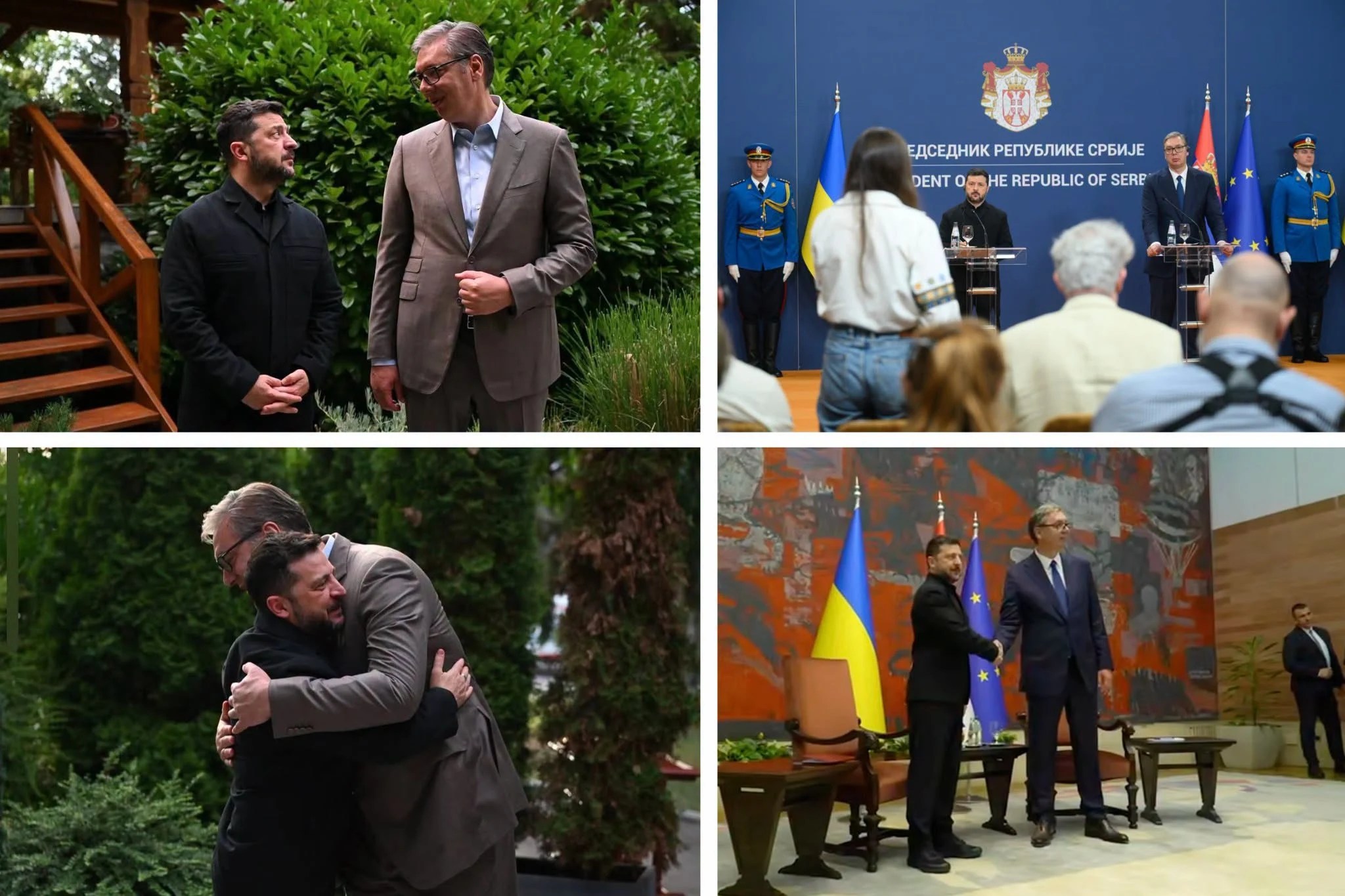 Volodimir Zelenski și președintele sârb Aleksandar Vučić discutând la masa oficială în timpul vizitei Zelenski Serbia privind cooperare ucraineno-sârbă și relații Rusia-Serbia. | sursa foto: Adevarul Volodimir Zelenski și președintele sârb Aleksandar Vučić discutând la masa oficială în timpul vizitei Zelenski Serbia privind cooperare ucraineno-sârbă și relații Rusia-Serbia. | sursa foto: Adevarul