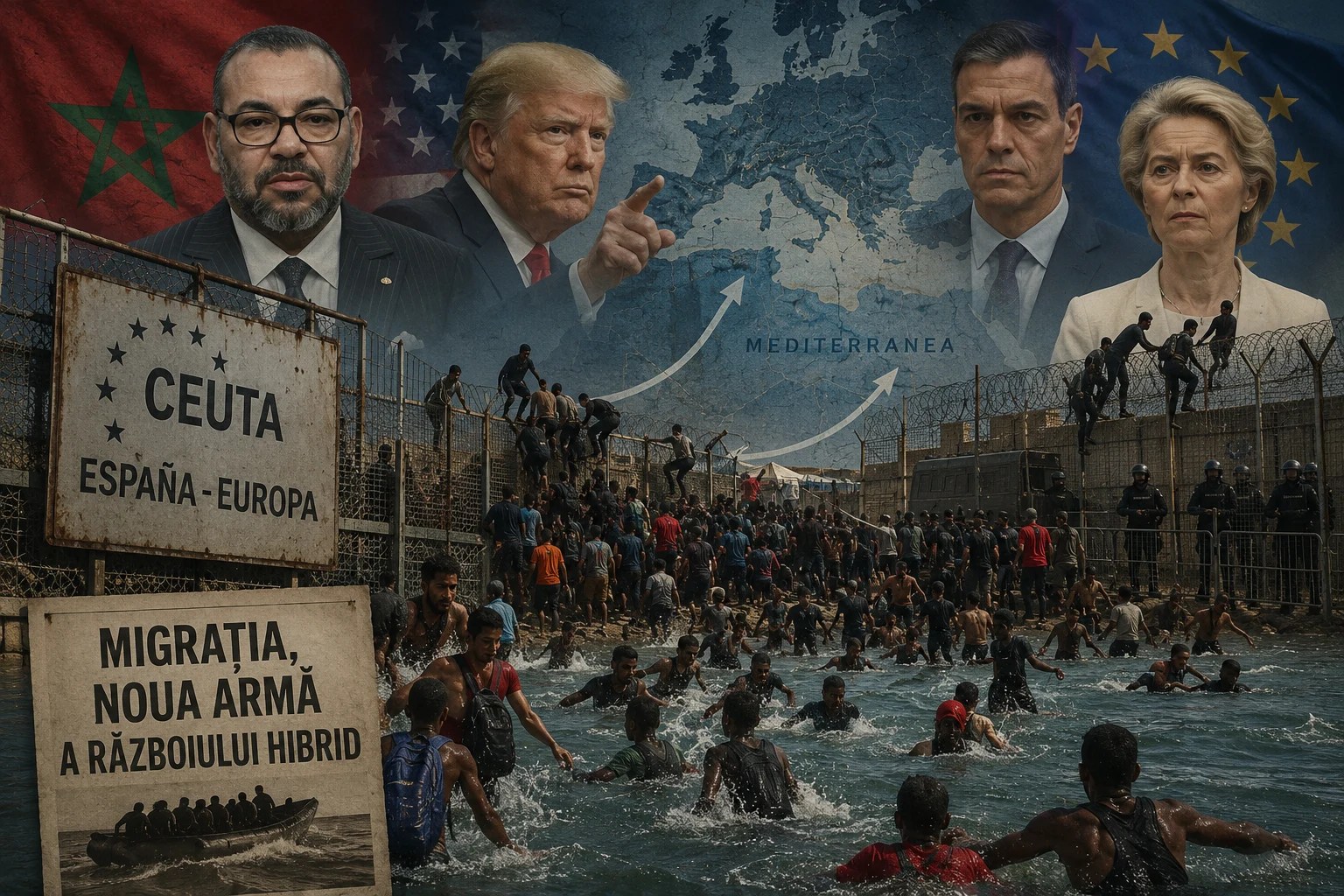 Migranți traversând digul de la Tarajal în Ceuta, în contextul crizei migranților Ceuta și securității frontierelor europene. | sursa foto: Adevarul Migranți traversând digul de la Tarajal în Ceuta, în contextul crizei migranților Ceuta și securității frontierelor europene. | sursa foto: Adevarul
