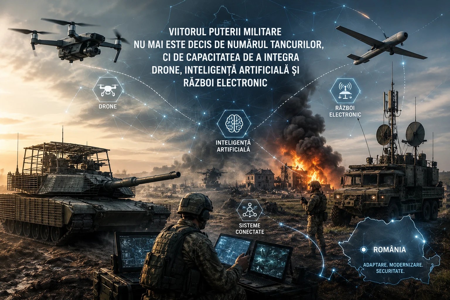 Tancuri Ucraina cu cuști metalice anti-dronă în luptă, în timp ce drone militare și sisteme de război electronic operează pe câmpul de bătălie modern. | sursa foto: Adevarul Tancuri Ucraina cu cuști metalice anti-dronă în luptă, în timp ce drone militare și sisteme de război electronic operează pe câmpul de bătălie modern. | sursa foto: Adevarul