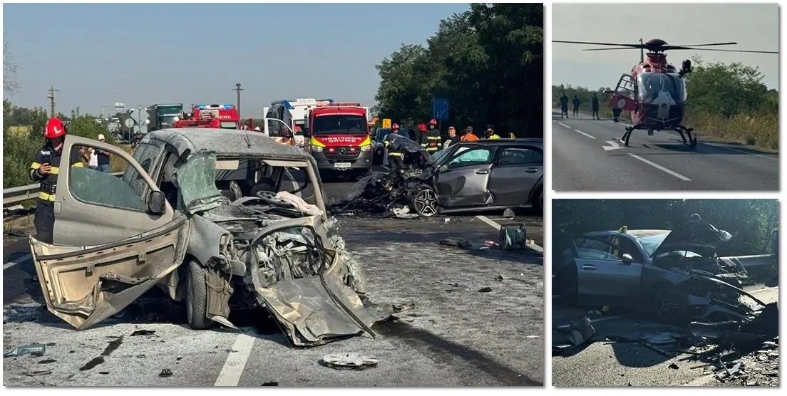 Trei mașini avariate pe DN6 în Timiș după accident rutier cu victime accident, polițiști și ambulanțe la fața locului pentru dosar penal ucidere culpă. | sursa foto: Adevarul Trei mașini avariate pe DN6 în Timiș după accident rutier cu victime accident, polițiști și ambulanțe la fața locului pentru dosar penal ucidere culpă. | sursa foto: Adevarul