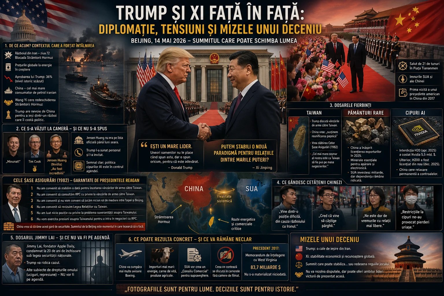 Președinții Donald Trump și Xi Jinping discutând la masa rotundă în timpul summitului Trump Xi despre Taiwan și cipuri AI la Beijing. | sursa foto: Adevarul Președinții Donald Trump și Xi Jinping discutând la masa rotundă în timpul summitului Trump Xi despre Taiwan și cipuri AI la Beijing. | sursa foto: Adevarul
