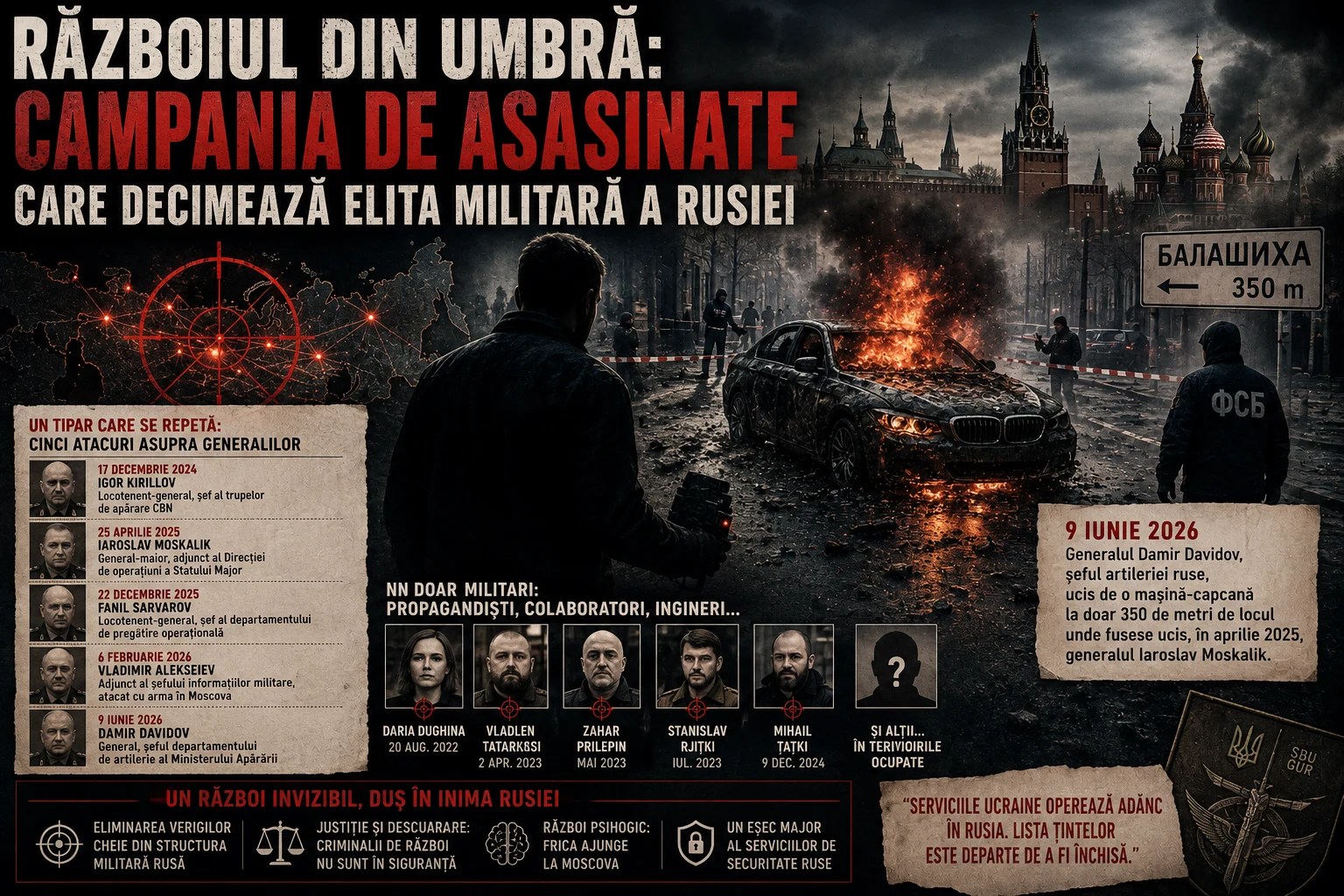 Explozie lângă Moscova în suburbia Balașiha, scena unui atentat cu mașină-capcană în campania asasinate militari ruși și securitate Kremlin amenințată. | sursa foto: Adevarul Explozie lângă Moscova în suburbia Balașiha, scena unui atentat cu mașină-capcană în campania asasinate militari ruși și securitate Kremlin amenințată. | sursa foto: Adevarul