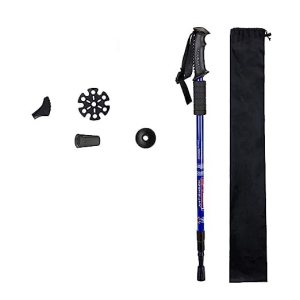 JULEX Trekking Poles Shock Absorbing Adjustable Hiking or Walking Sticks for Hiking Collapsible Strong,Pack Lightweight Walking Pole, All Terrain Accessories and Carry Bag (Blue)