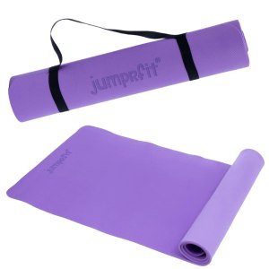 Jumprfit Eva Yoga Mat with Shoulder Carry Strap Anti Skid Yoga Mat Gym Workout Flooring Fitness Exercise Extra Large Extra Thick SIngle Color Side Soft Yoga Mat for Men Women (6mm) (Purple)