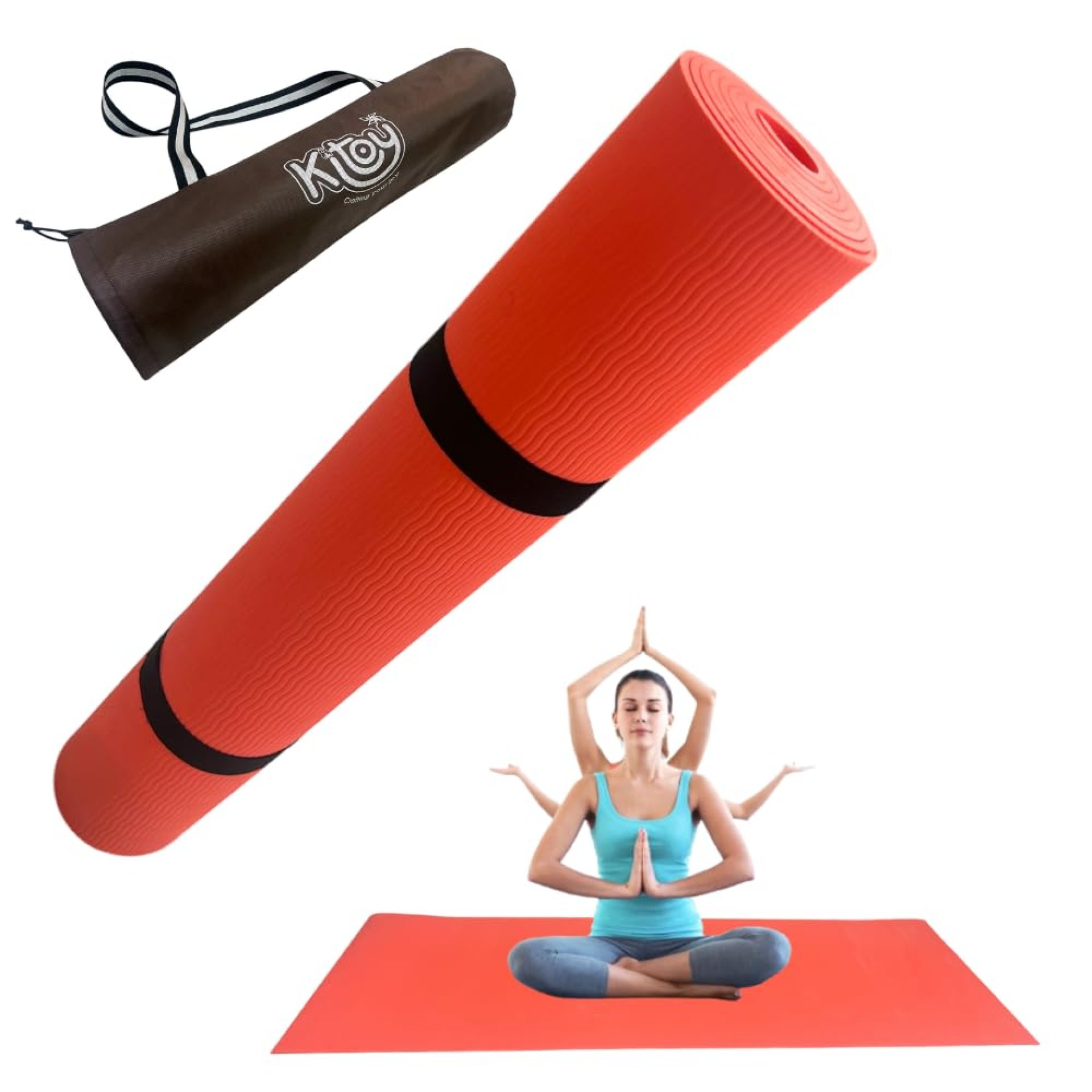 KITOY Yoga mat with Cover for Women & Men EVA Material 4mm Anti-Slip Yoga Mat for Gym Workout|Exercise Mat For Home Gym|Yoga Mat For Gym Workout and Yoga Exercise (Red, 4MM) KITOY Yoga mat with Cover for Women & Men EVA Material 4mm Anti-Slip Yoga Mat for Gym Workout|Exercise Mat For Home Gym|Yoga Mat For Gym Workout and Yoga Exercise (Red, 4MM)