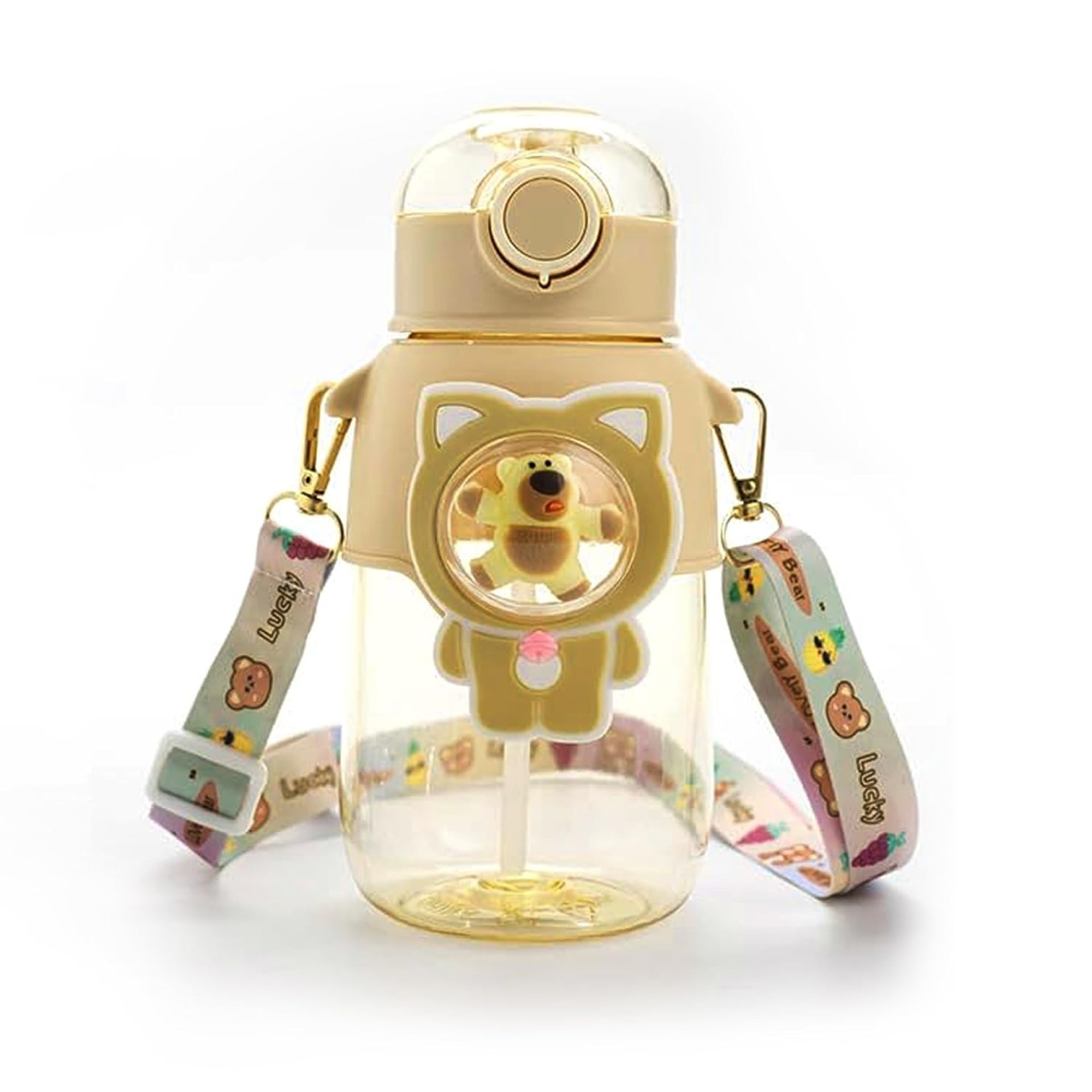 Kidology Bear Transparent Sipper Bottles, Water Bottle Portable Leak Proof with Adjustable Strap Perfect Tumbler for Kids Teen Girls School (Light Brown) Kidology Bear Transparent Sipper Bottles, Water Bottle Portable Leak Proof with Adjustable Strap Perfect Tumbler for Kids Teen Girls School (Light Brown)