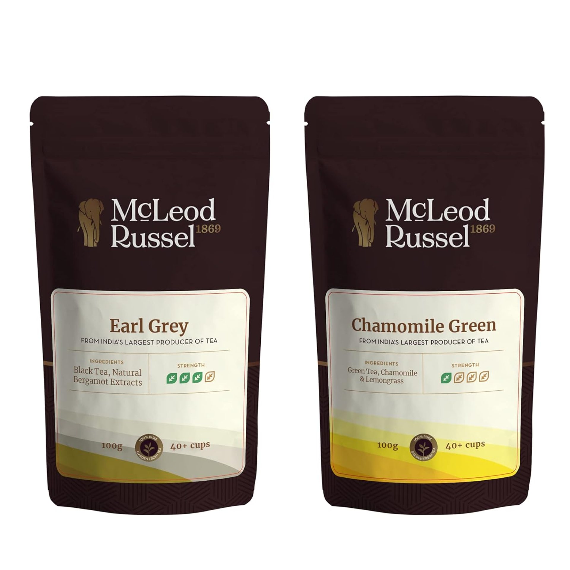 McLeod Russel 1869 – Chamomile Green | Earl Grey | Combo Pack | Stress Relief & Better Sleep | Refreshing and Relaxing | 2 x 100g McLeod Russel 1869 – Chamomile Green | Earl Grey | Combo Pack | Stress Relief & Better Sleep | Refreshing and Relaxing | 2 x 100g