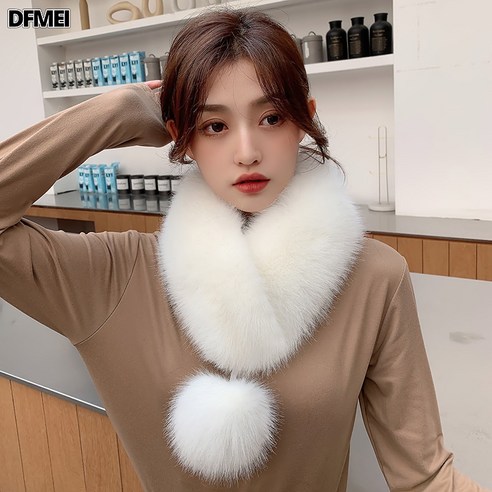 추천제품 DFMEI.woollen scarf — 퍼 넥워머 두꺼운 밍크라이크 머플러 화이트 폭스 카라 리본볼 추천제품 DFMEI.woollen scarf — 퍼 넥워머 두꺼운 밍크라이크 머플러 화이트 폭스 카라 리본볼
