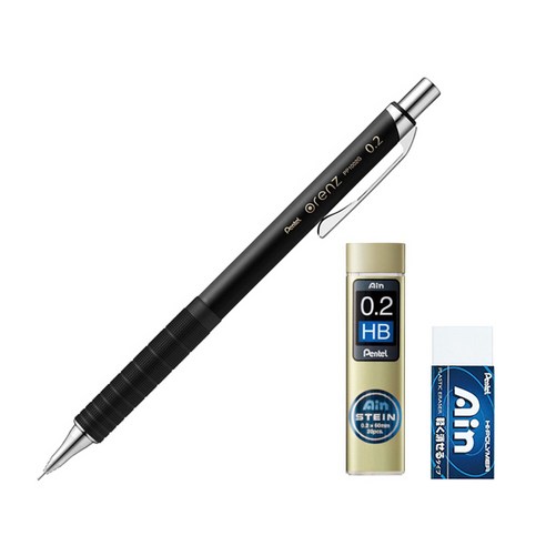 자동샤프 추천상품 펜텔 오렌즈 메탈 그립 샤프 블랙 0.2mm XPP1002G2-A + AIN 0.2mm HB 샤프심 + 지우개 세트 자동샤프 추천상품 펜텔 오렌즈 메탈 그립 샤프 블랙 0.2mm XPP1002G2-A + AIN 0.2mm HB 샤프심 + 지우개 세트