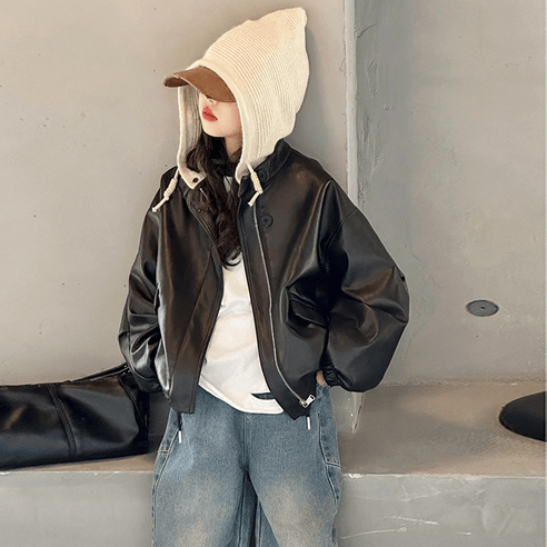추천상품 스타일리시하고 실용적인 미소파파 여아용 왁스 후드 레더 재킷 추천상품 스타일리시하고 실용적인 미소파파 여아용 왁스 후드 레더 재킷