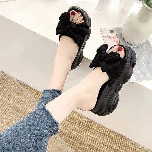 키높이사무실슬리퍼 추천상품 차쿠 통굽 슬리퍼 키높이 리본 굽있는 플랫폼 여자 여름 발편한 푹신한 쿠션 (8cm) B004 키높이사무실슬리퍼 추천상품 차쿠 통굽 슬리퍼 키높이 리본 굽있는 플랫폼 여자 여름 발편한 푹신한 쿠션 (8cm) B004