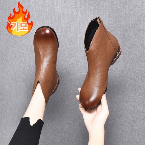 플랫앵클부츠 추천상품 SEILIN 라운드 통굽 소가죽 뒷지퍼 플랫 여성 앵클부츠 플랫앵클부츠 추천상품 SEILIN 라운드 통굽 소가죽 뒷지퍼 플랫 여성 앵클부츠