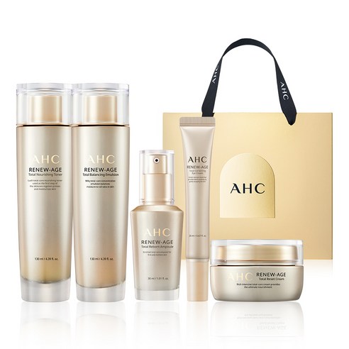 추천상품 AHC 리뉴에이지 토탈 4종 + 아이크림 20ml 기프트 세트: 피부를 환하게 빛나게 하는 비결 추천상품 AHC 리뉴에이지 토탈 4종 + 아이크림 20ml 기프트 세트: 피부를 환하게 빛나게 하는 비결