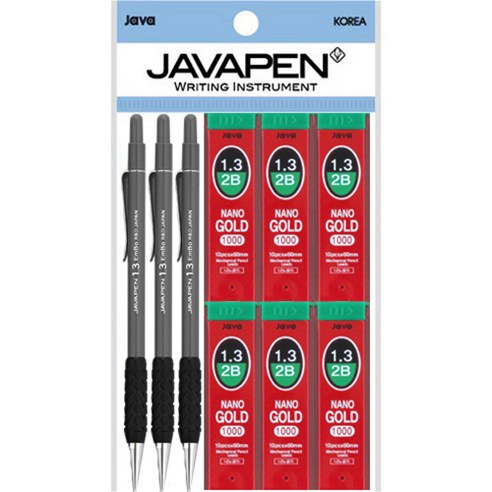 추천제품 자바펜 엠보샤프 1.3mm 3p + 나노골드 샤프심 1.3mm 2B 6p 추천제품 자바펜 엠보샤프 1.3mm 3p + 나노골드 샤프심 1.3mm 2B 6p