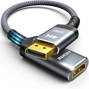 Highwings 4K Display Port to HDMI Adapter, Uni-Directional DP 1.2 Computer to HDMI 2.0 Screen, Display Port to HDMI Adapter (Male to Female), SR Anti-Break, No Latch, for Dell HP AMD NVIDIA, Passive