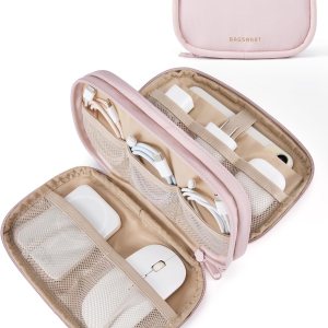 BAGSMART Electronics Organizer Travel Case, Cord Organizer for Travel Essentials for Women, Travel Cable Organizer Bag, Tech Organizer as Travel Accessories for Charger, Cable, Flash drive (Pink)
